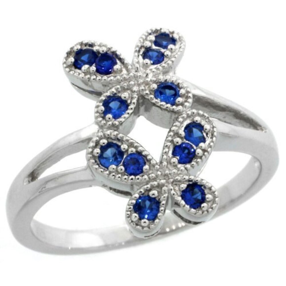 Vintage Style Blue Sapphire Butterfly Ring